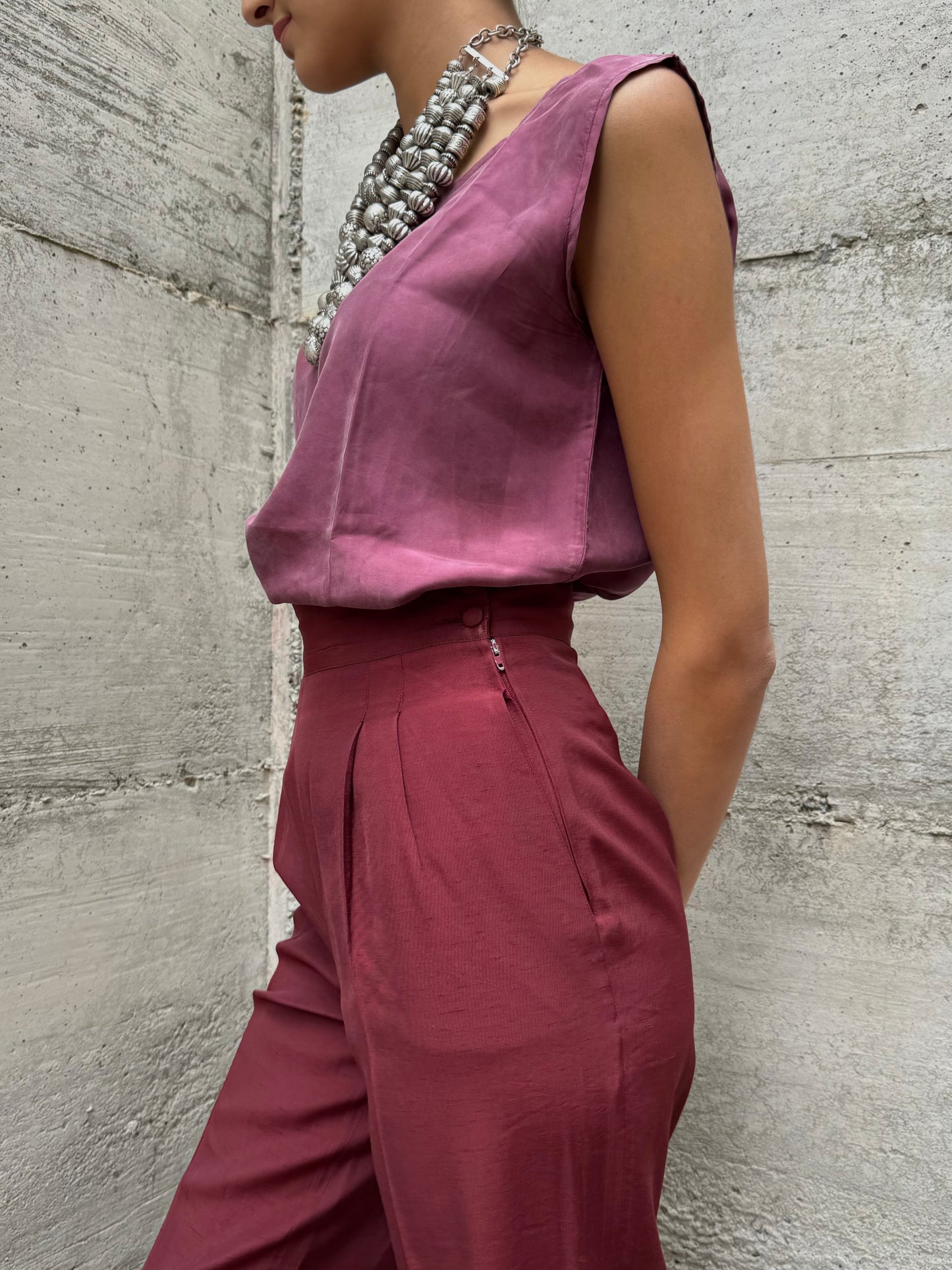 Top / sottogiacca sartoriale in pura seta, taglia M