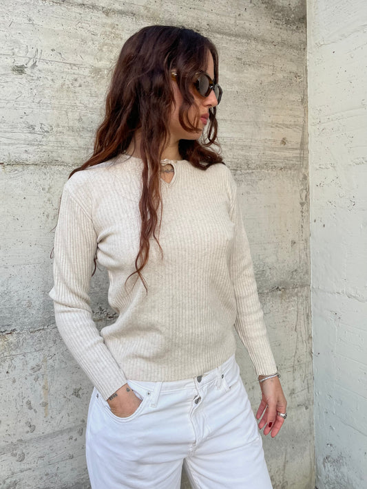 Maglioncino sabbia 100% cashmere