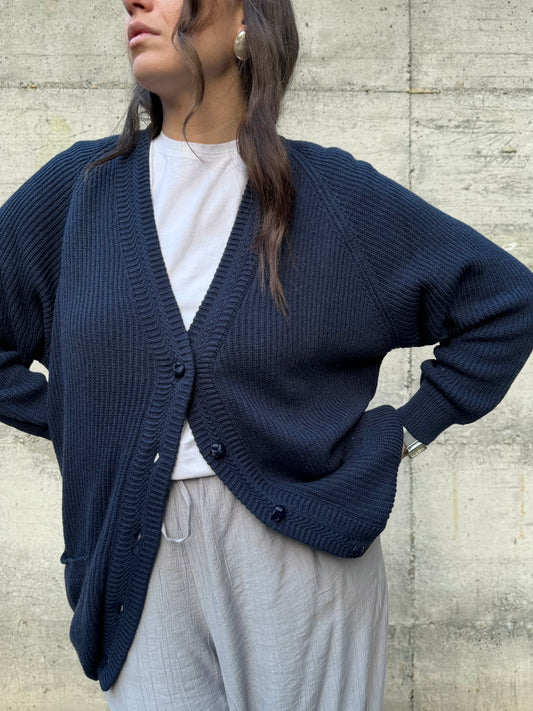 Cardigan donna tricot blu notte