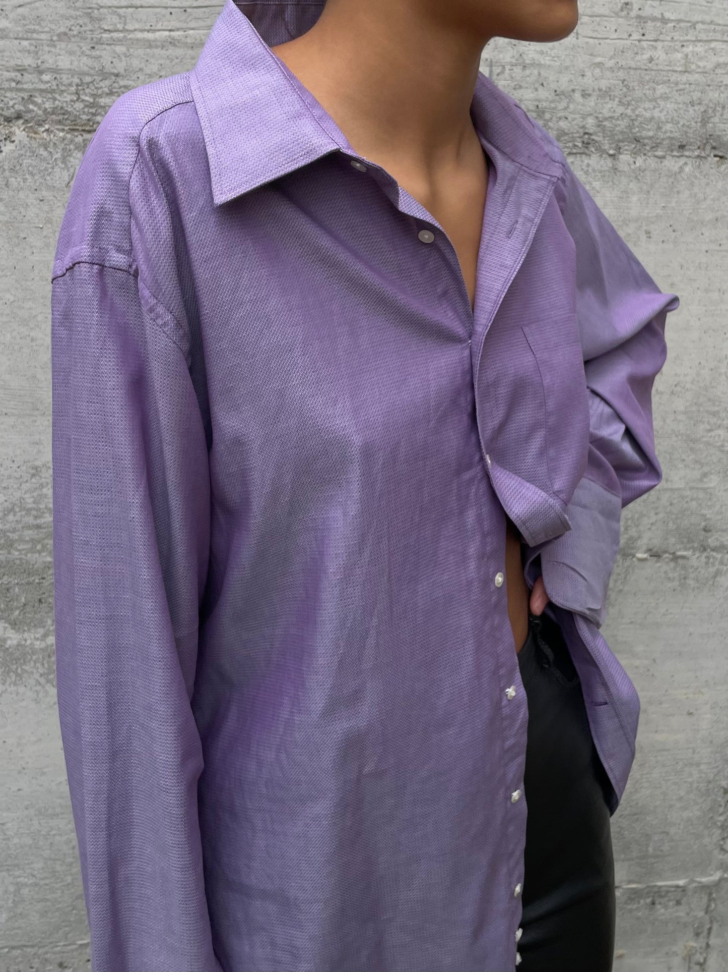 Camicia oversize lilla 100% cotone