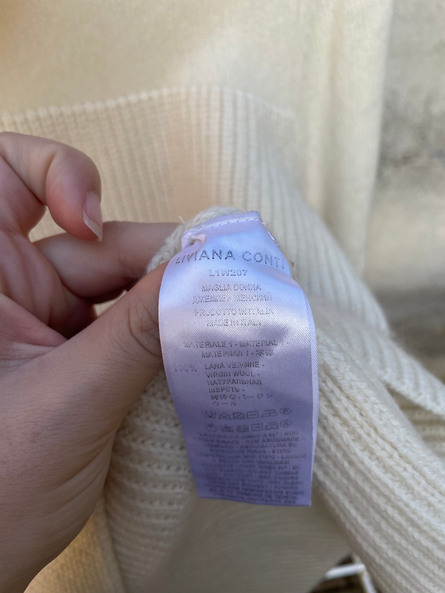 Dolcevita oversize burro Liviana Conti, 100% lana vergine - taglia M