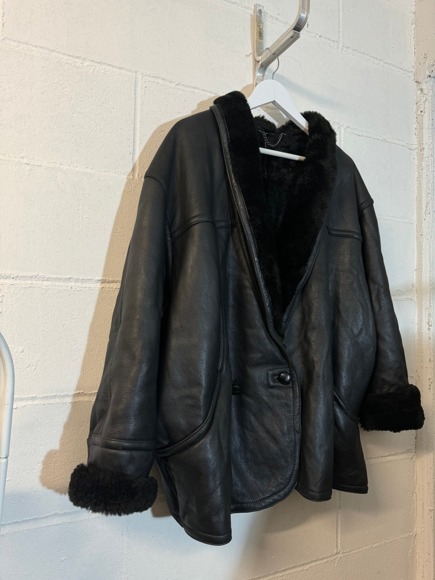Montone Shearling 80s doppiopetto, in nappa, taglia 48it donna