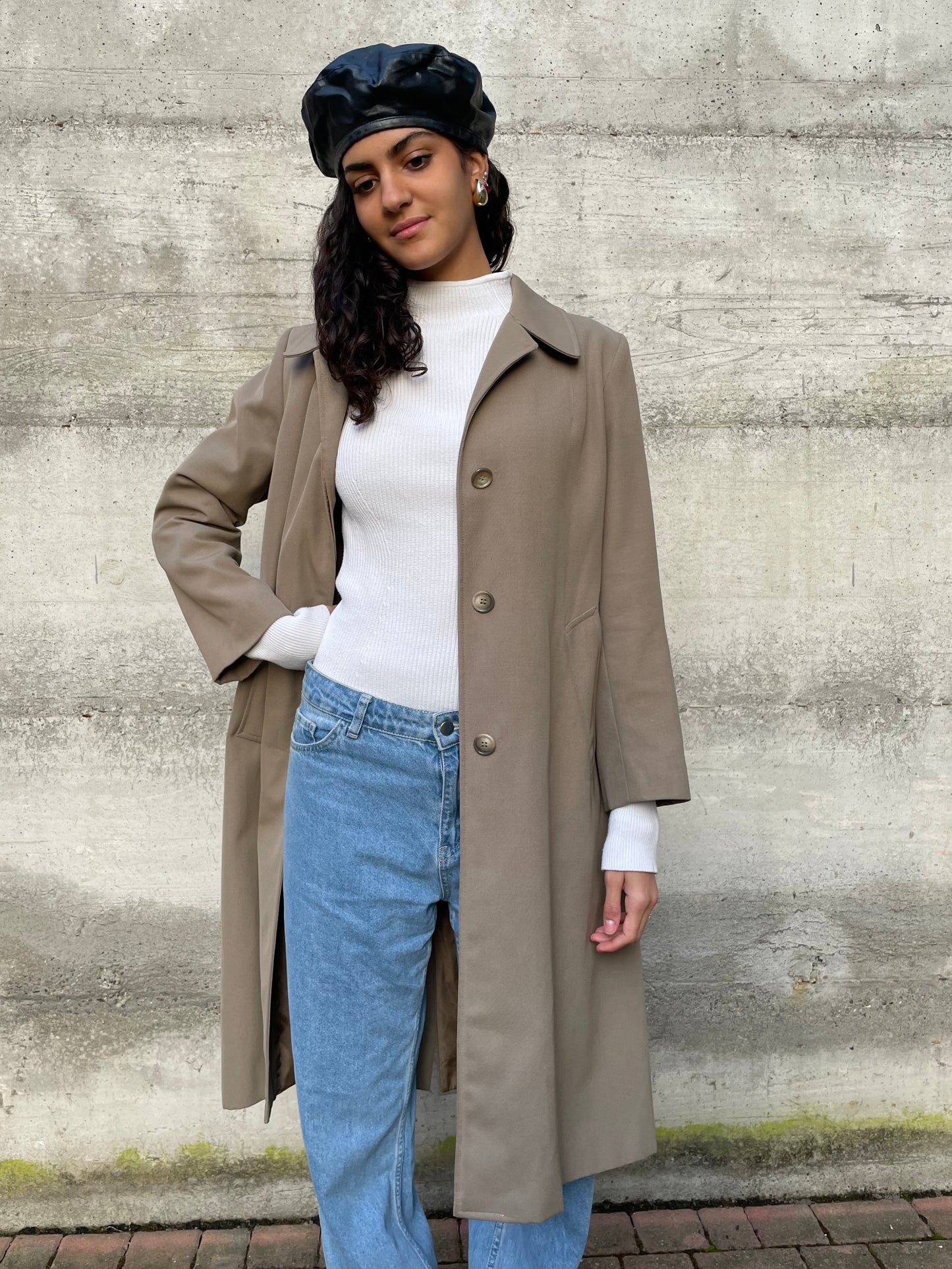 Soprabito sartoriale sabbia foderato misto lana