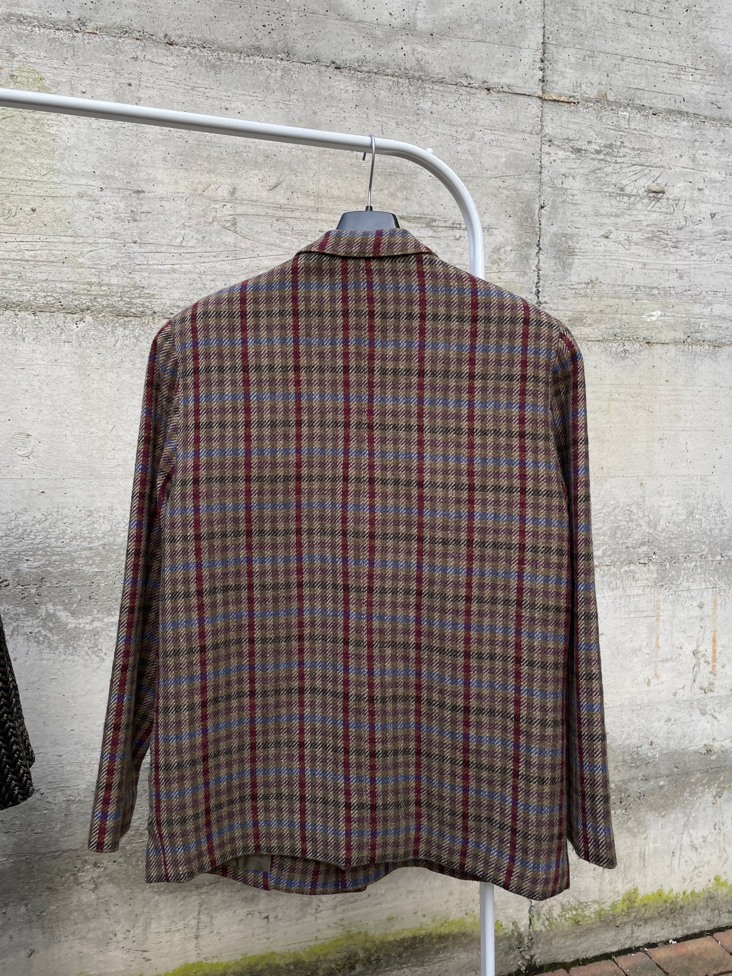 Blazer sartoriale doppiopetto tartan in misto lana