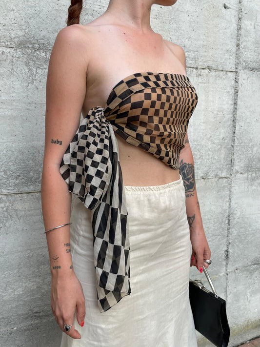 Foulard vintage Made in Italy check - 33x160cm