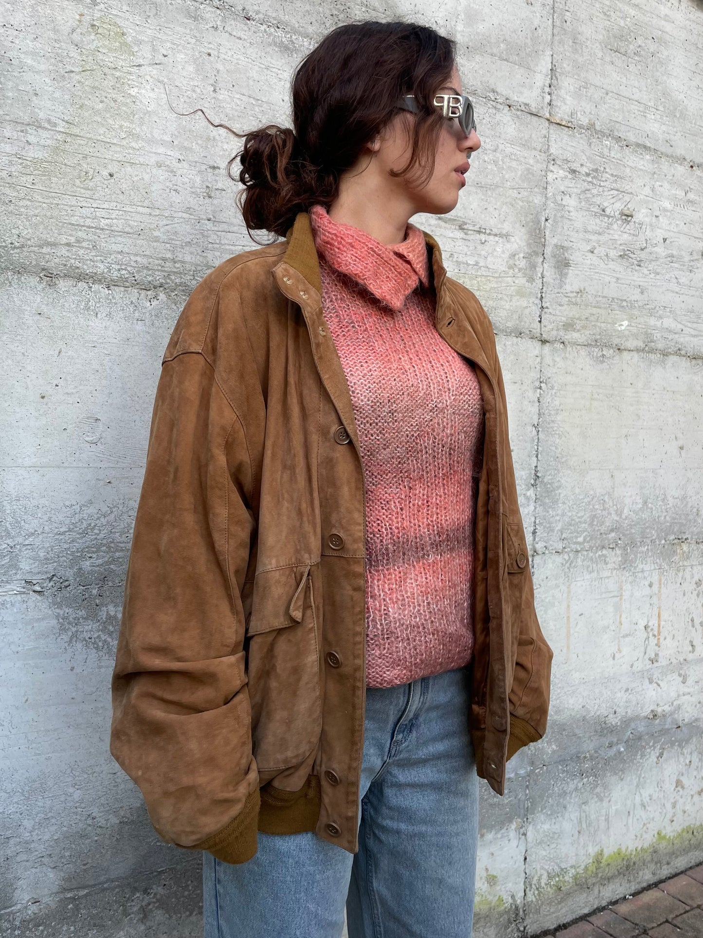 Bomber suede oversize color cognac