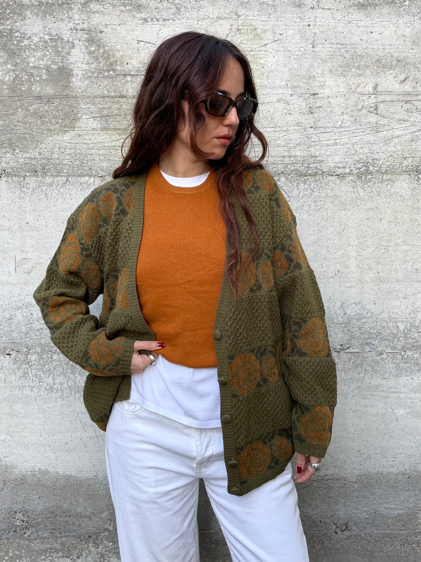 Cardigan fantasia oversize in misto lana