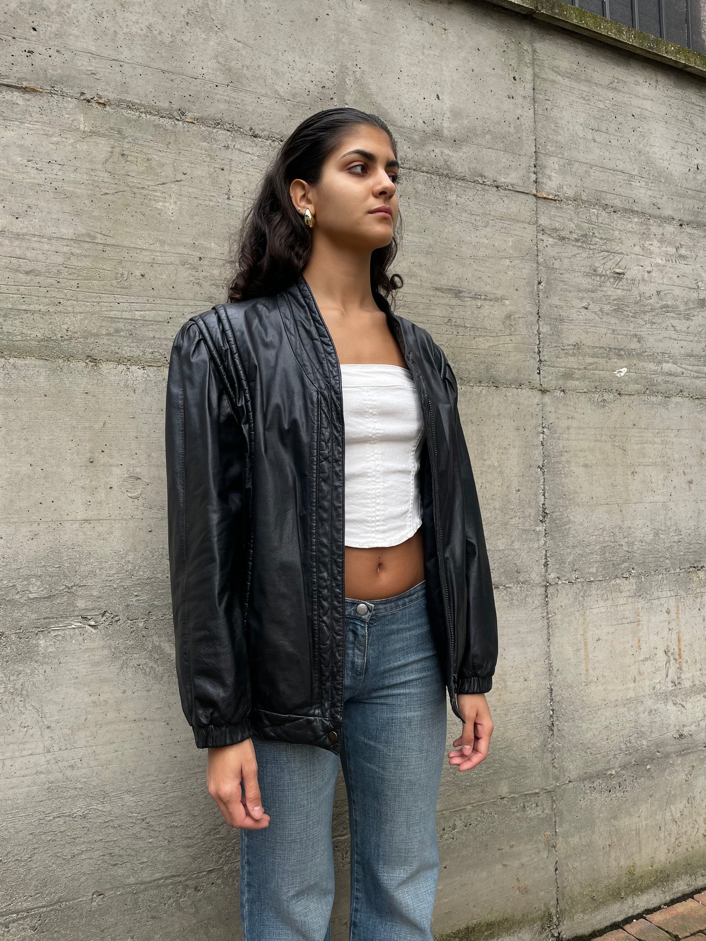 Bomber in vera pelle nero - taglia M