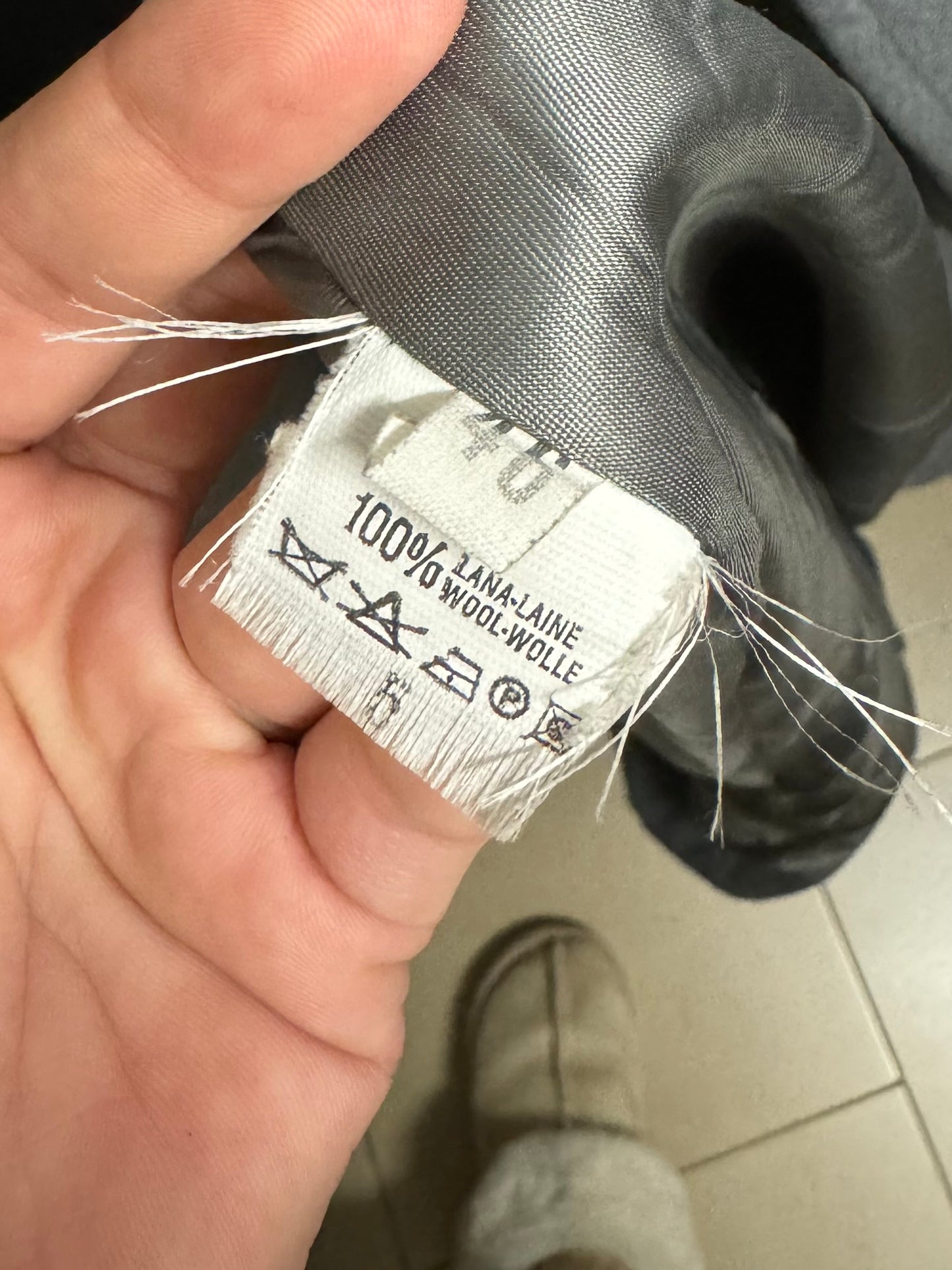 Cappotto sartoriale lungo monopetto grigio fumo, 100% lana