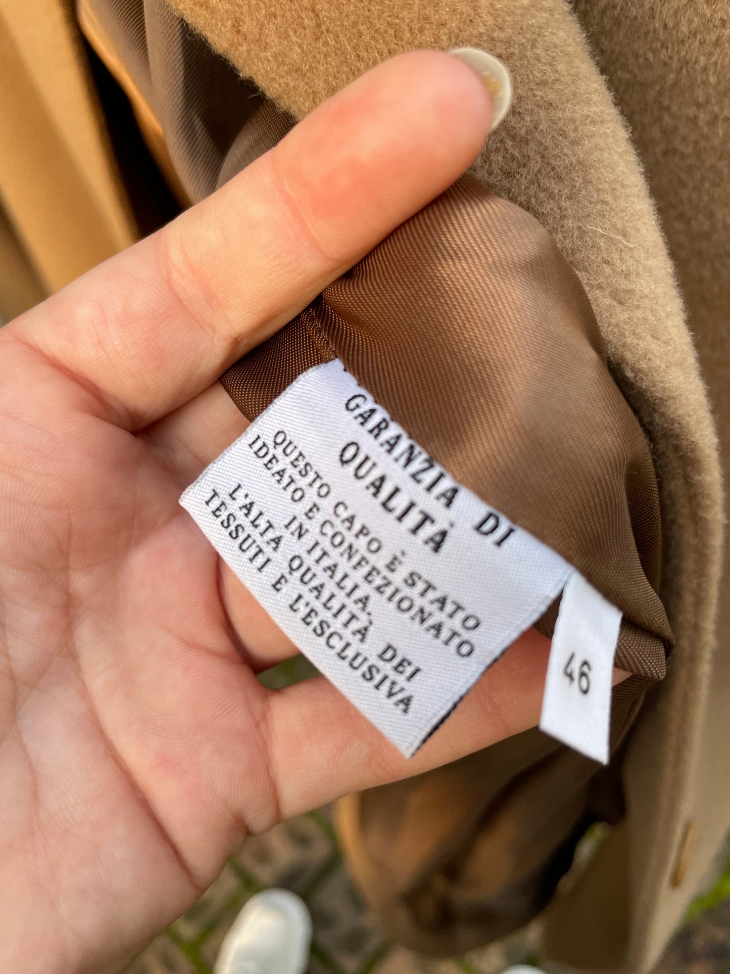 Cappotto sartoriale biscotto in pura lana vergine superfine