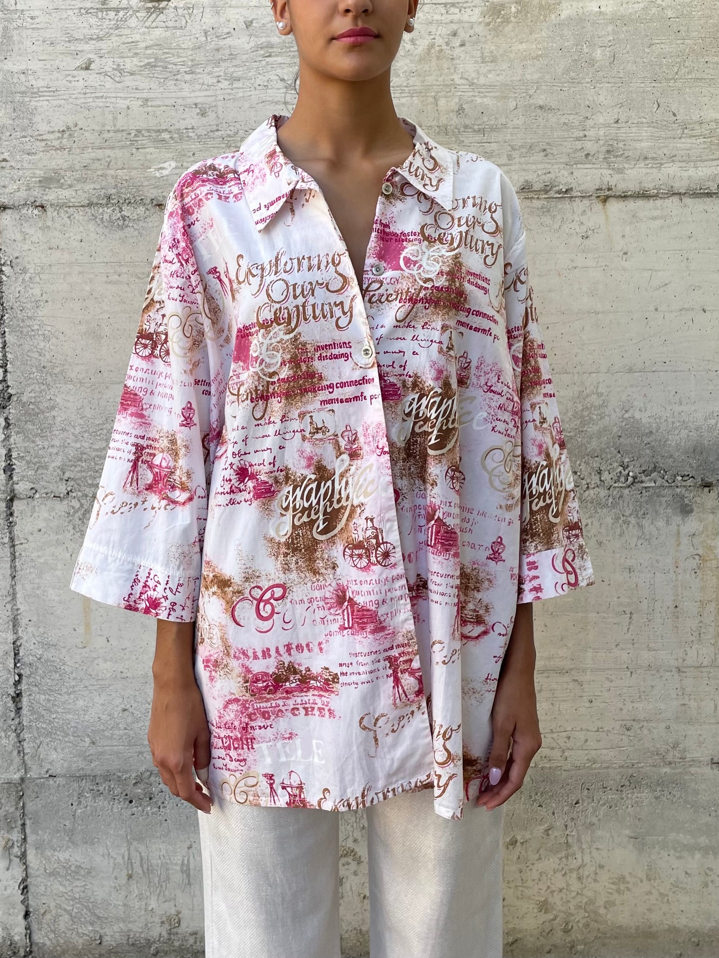 Maxi camicia kimono fantasia 100% cotone, taglia unica