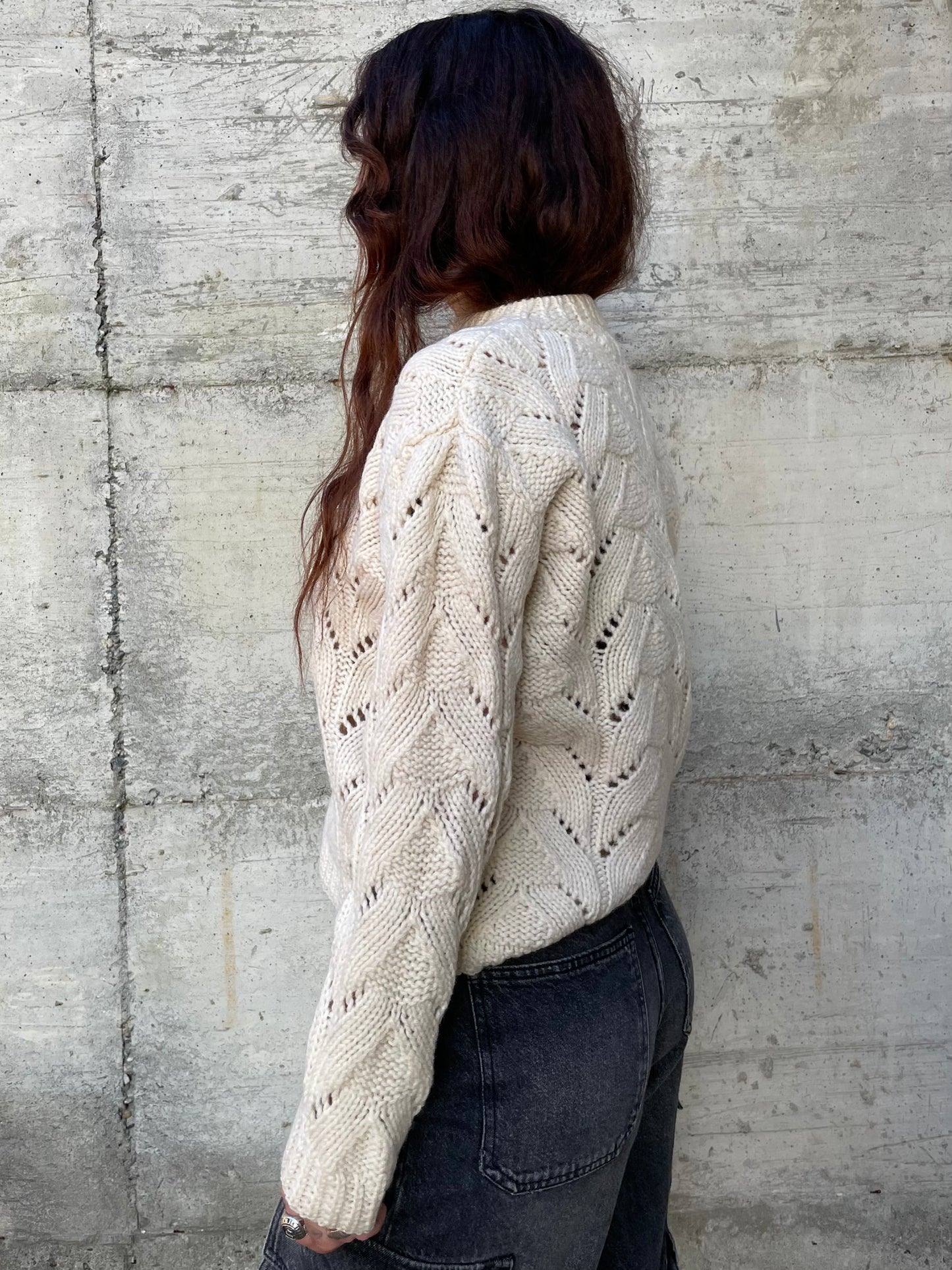 Maglione girocollo sartoriale burro 100% lana - taglia M