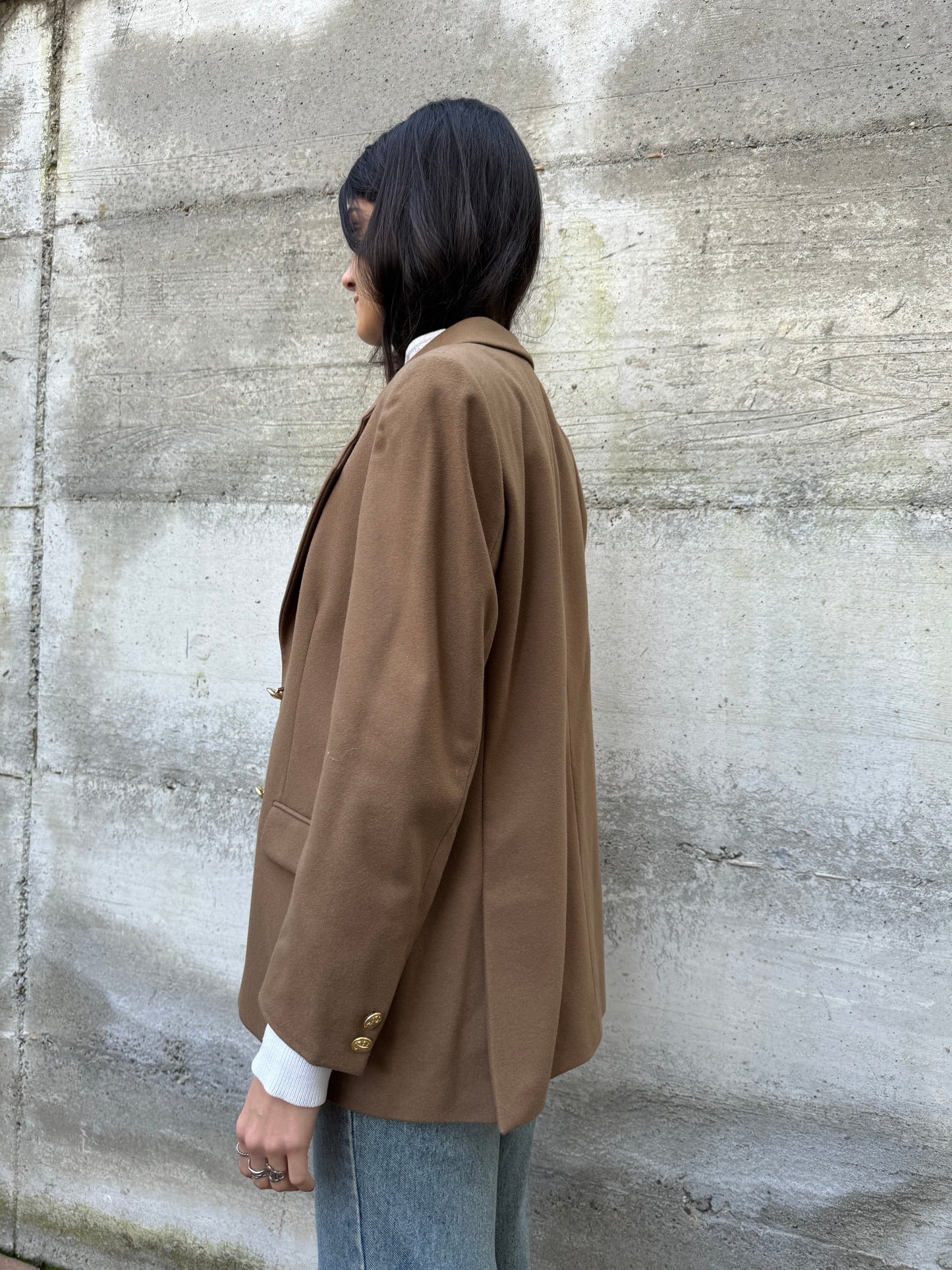 Blazer sartoriale donna in misto lana e cashmere con bottoni dorati