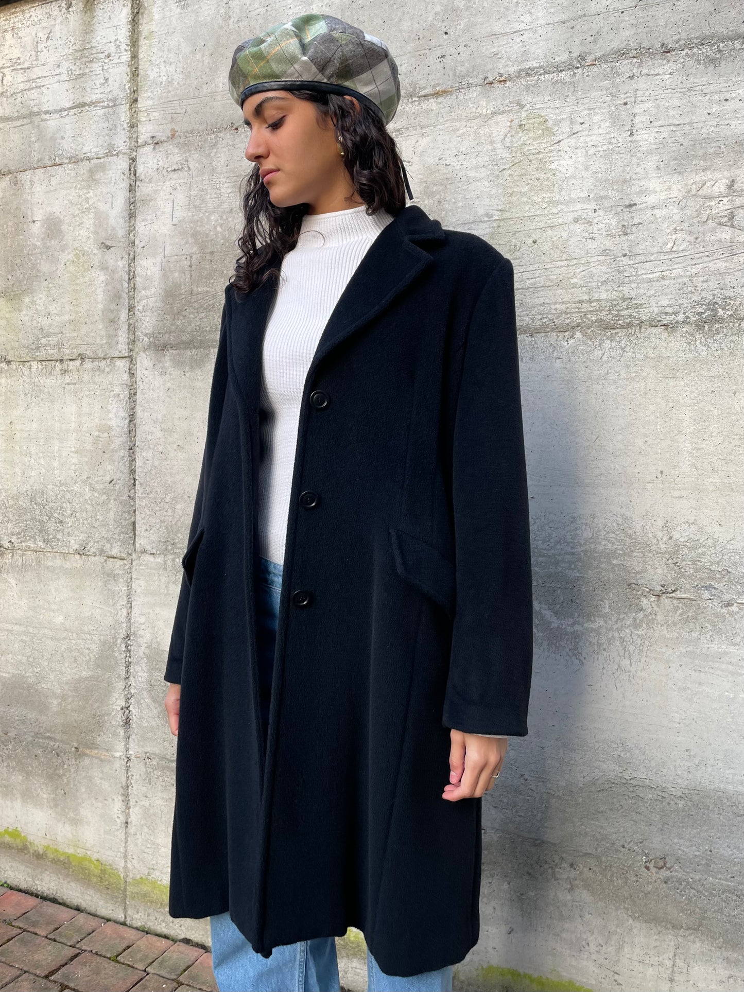 Cappotto nero Marina Rinaldi in misto lana e cashmere