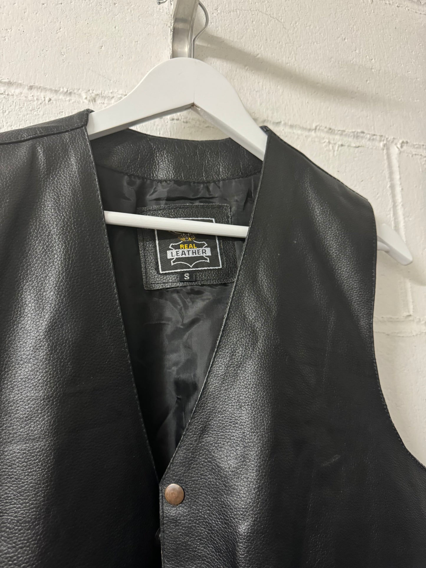 Gilet in vera pelle nero, S uomo