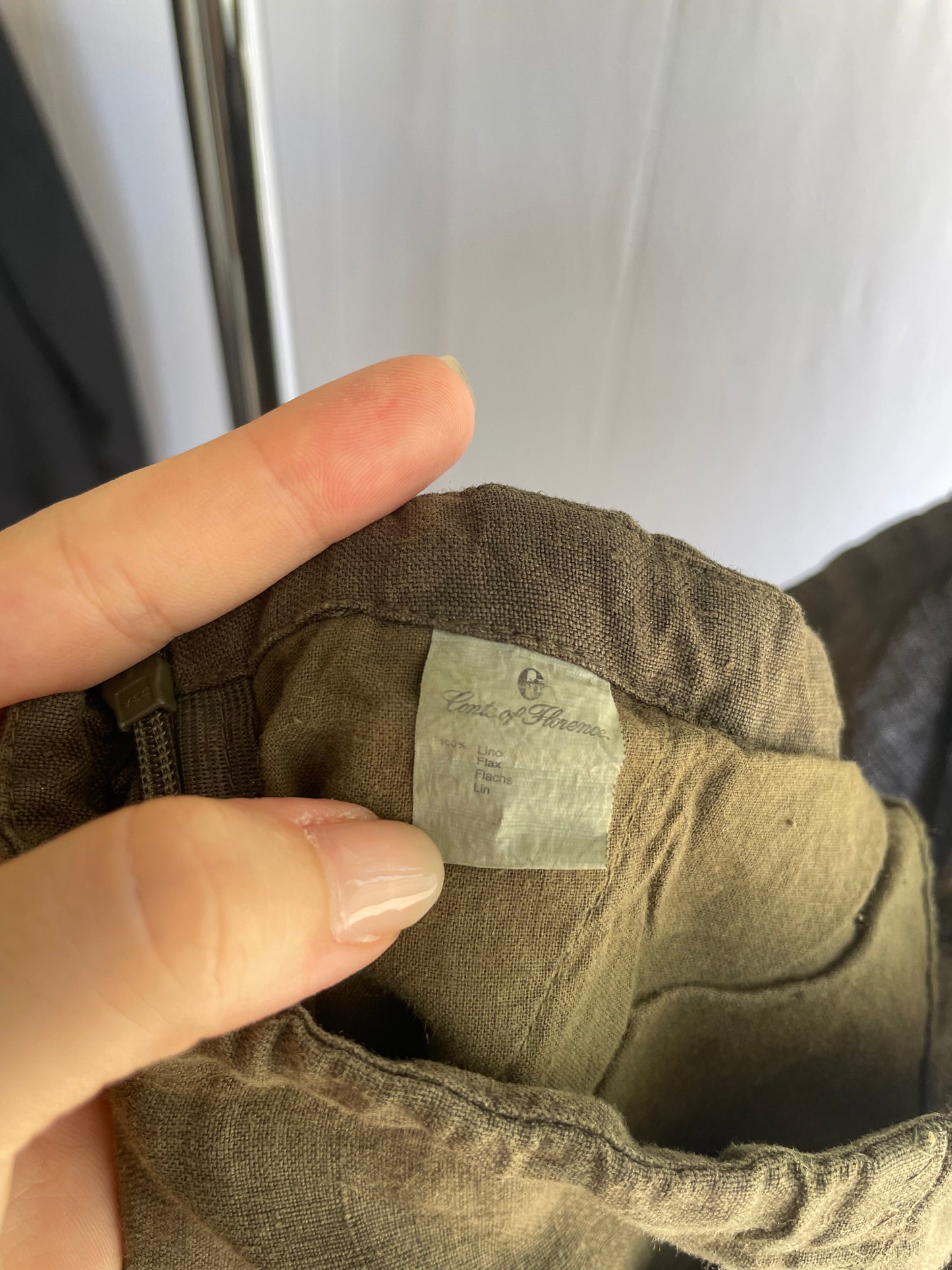 Pantalone capri ampio verde oliva 100% lino, Conte of Florence, taglia 42it