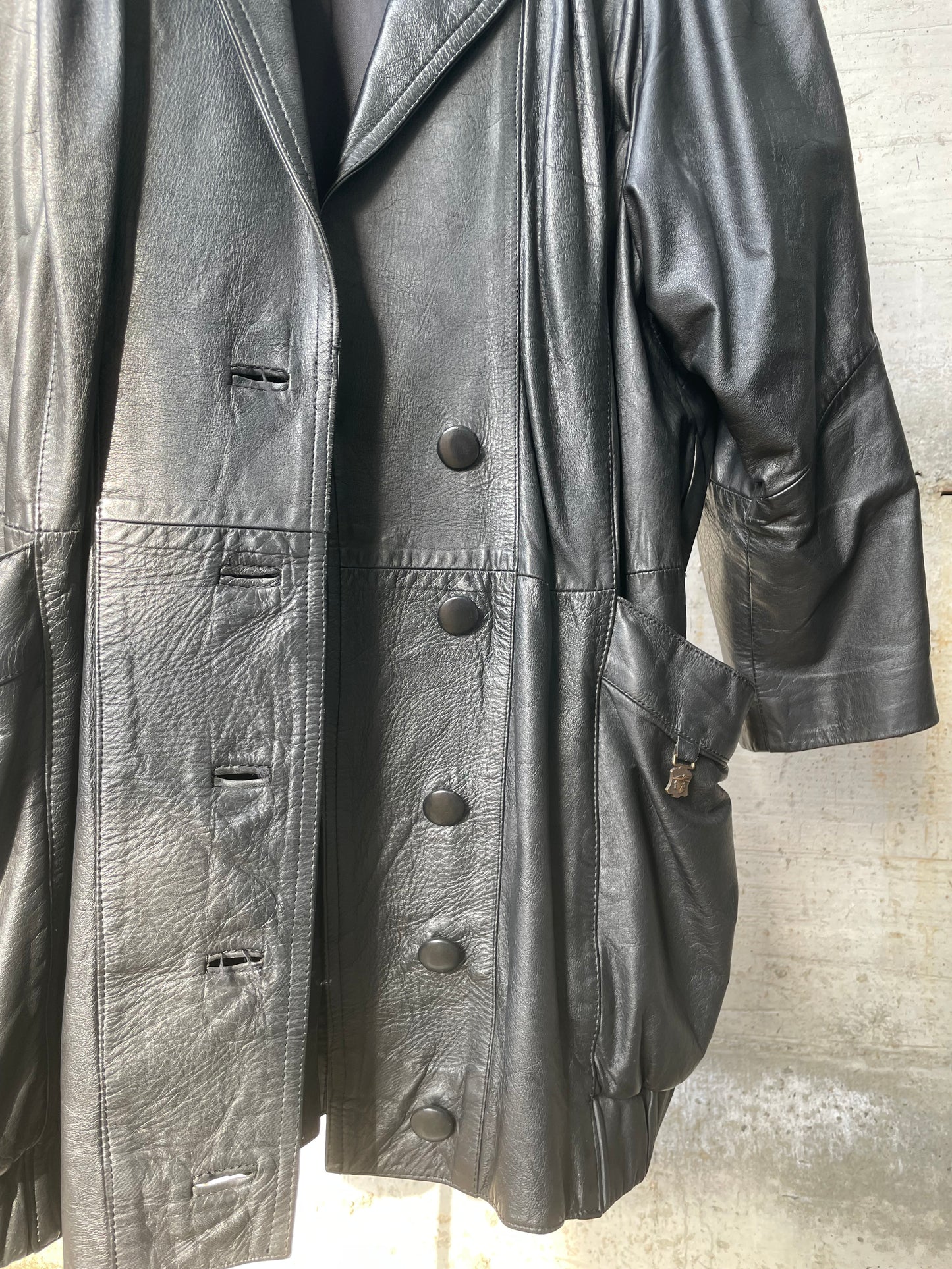 Giacca 80s vera pelle nera